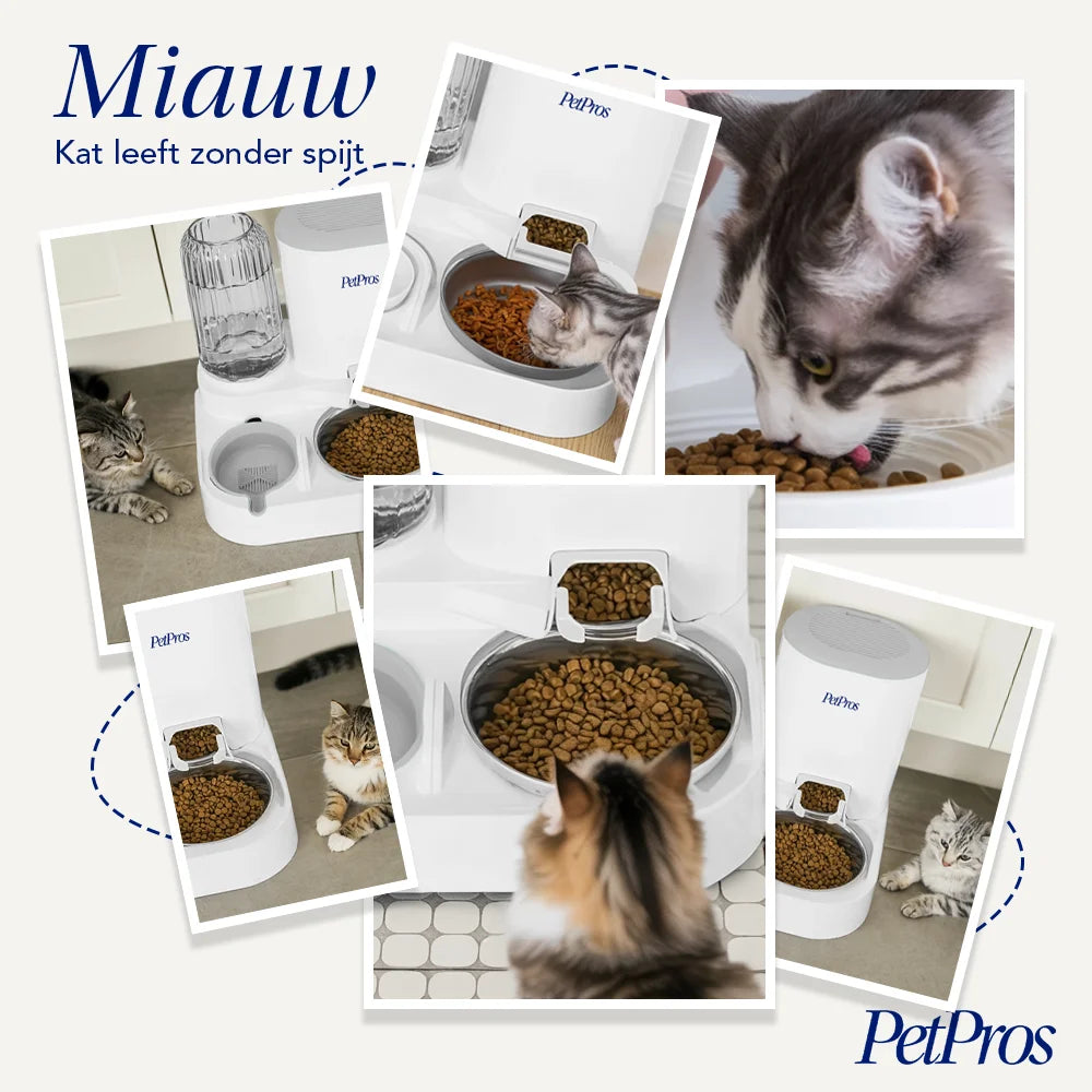 2-in-1 Automatische Kattenvoer- en Waterdispenser met RVS | PetPros