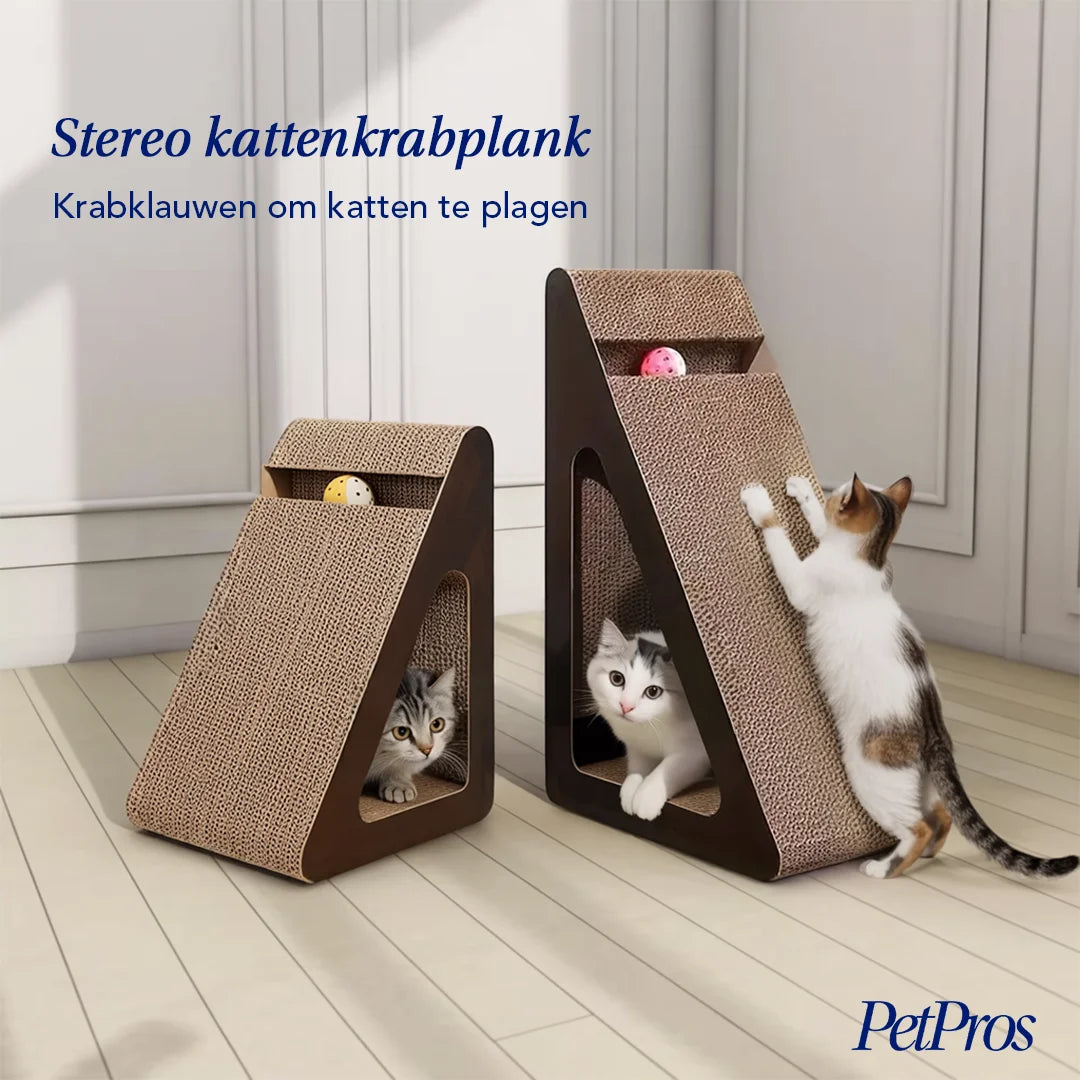 PetPros Kartonnen Krabmeubel – Driehoek Design met Speelbal – In 2