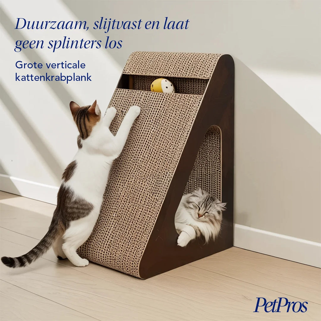 PetPros Kartonnen Krabmeubel – Driehoek Design met Speelbal – In 2