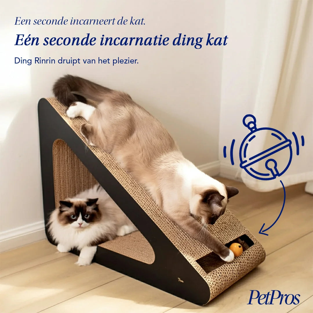 PetPros Kartonnen Krabmeubel – Driehoek Design met Speelbal – In 2