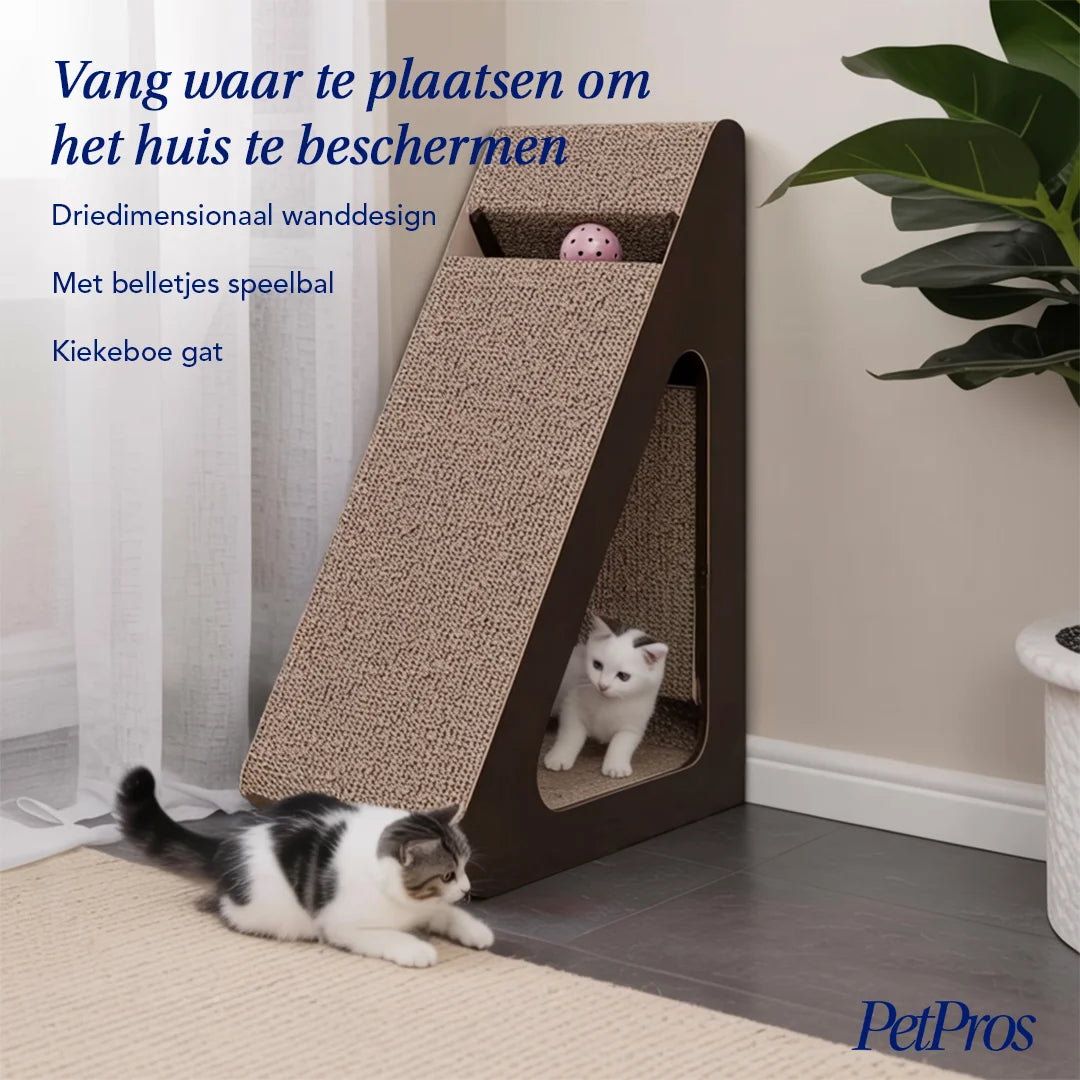 PetPros Kartonnen Krabmeubel – Driehoek Design met Speelbal – In 2