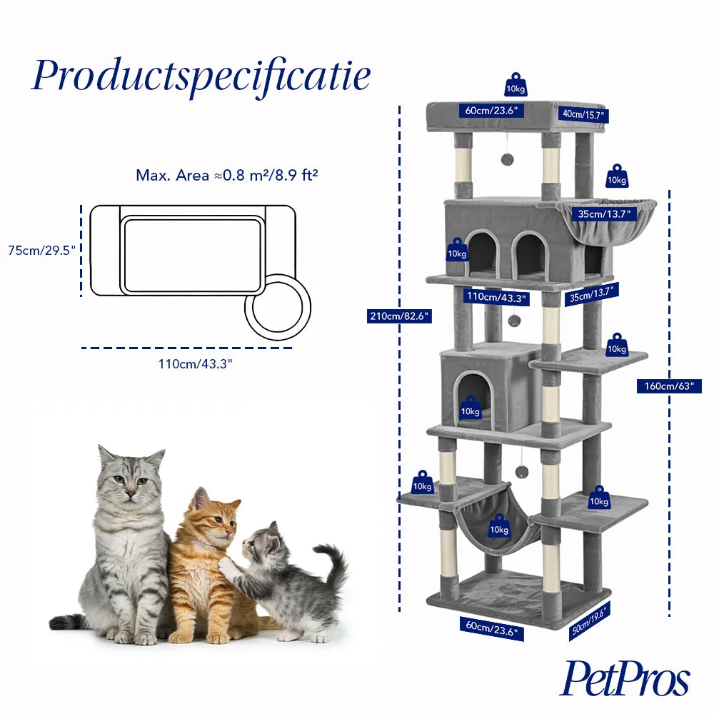 PetPros Luxe Krabpaal XXL – 210 cm Hoog | PetPros