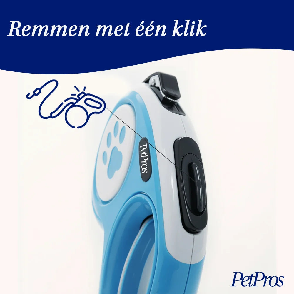 Uitschuifbare hondenriem, duurzaam nylon met éénknopsbediening